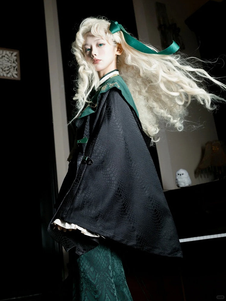 Slythern Black and Green Snake Scale Gothic Robe