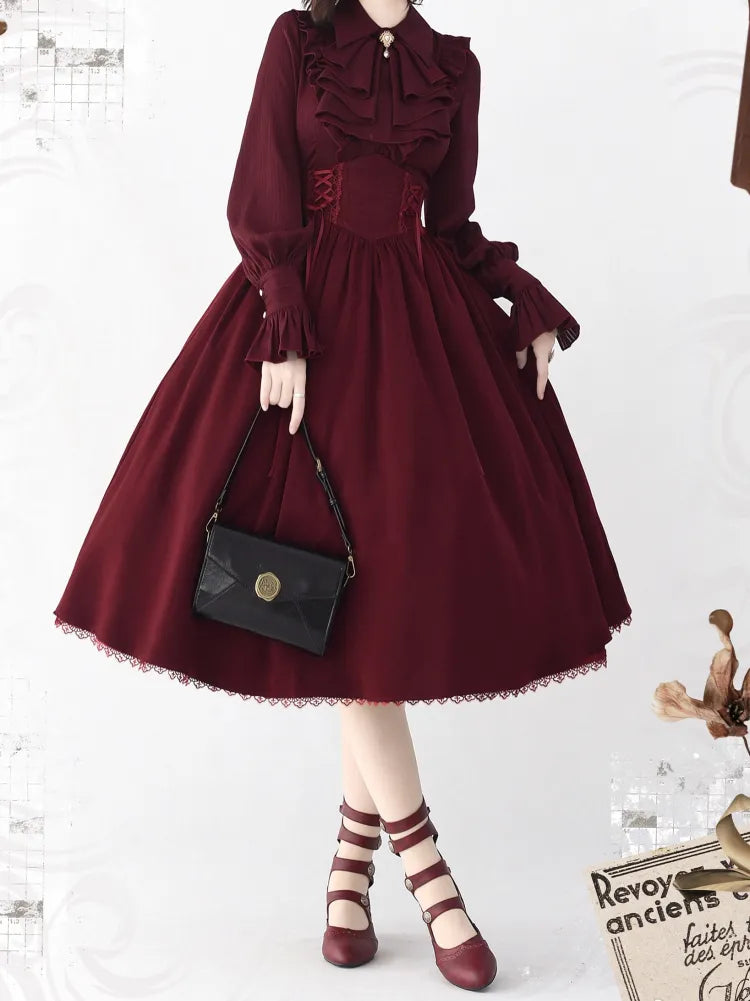 Boned High Reversible Lolita Red Belt Elegant Skirt Corset Waist