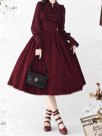 Boned High Reversible Lolita Red Belt Elegant Skirt Corset Waist