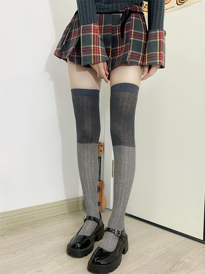 Light Grey&Dark Grey Overknee Stockings