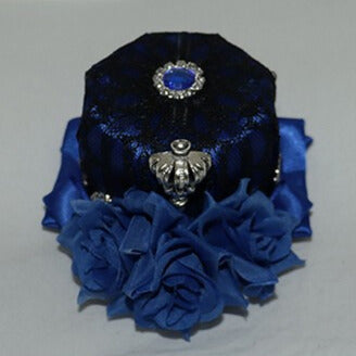 Blue/Red Hat Decorated And Rhinestone Crown Lace Mini Design Floral