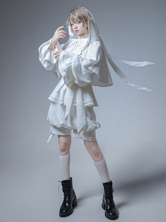 Prince Lolita Oversized Jacket White Ouji Ears Hood with Bunny