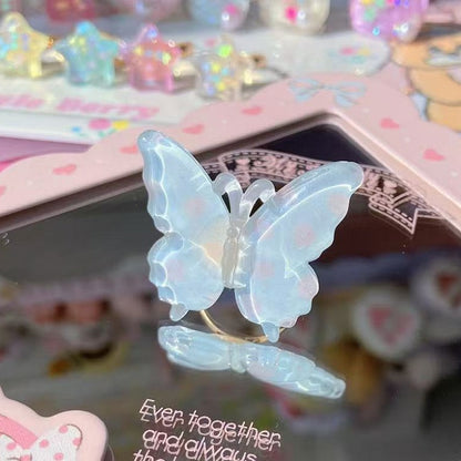 Pink/Yellow/Blue/Purple Decorated Polka-dot Pattern Butterfly Ring