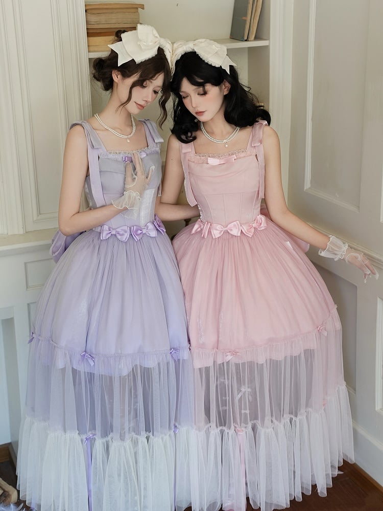 Dress JSK Full Shimmering Set Basque Waist Lolita Boned Pink