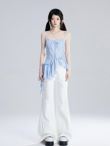 Jeans White Low Flared Waist Vintage Glamorous