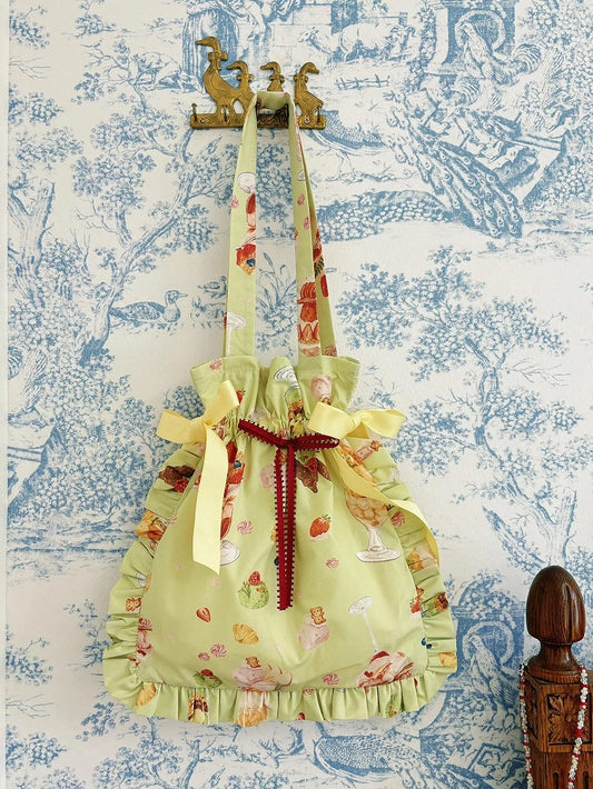 Green Cream Bag Print / Hand Desserts