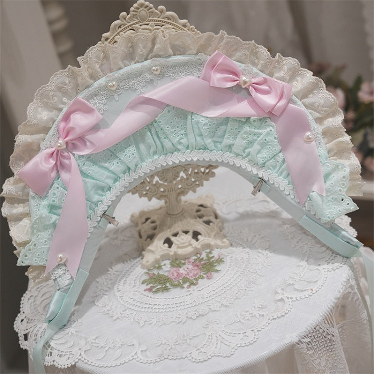 Old School Black / Pink Lolita Bonnet Green