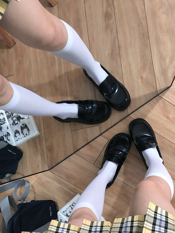 Under-Knee Stockings JK Semi-sheer Uniform Black/White