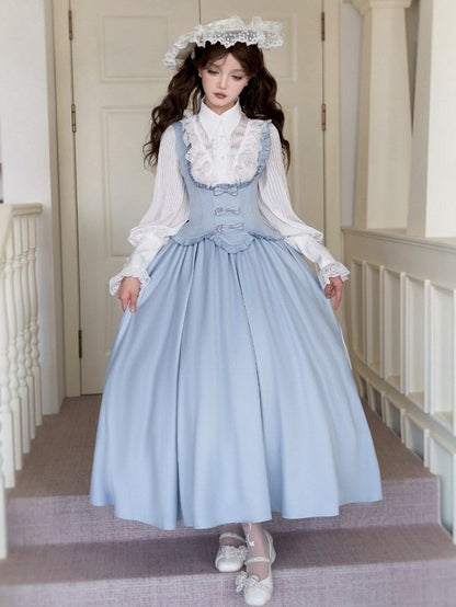 Classic Jumper Ruffle Bust Lolita Dress Under Trimming Skirt Edge Scalloped Elegant Blue