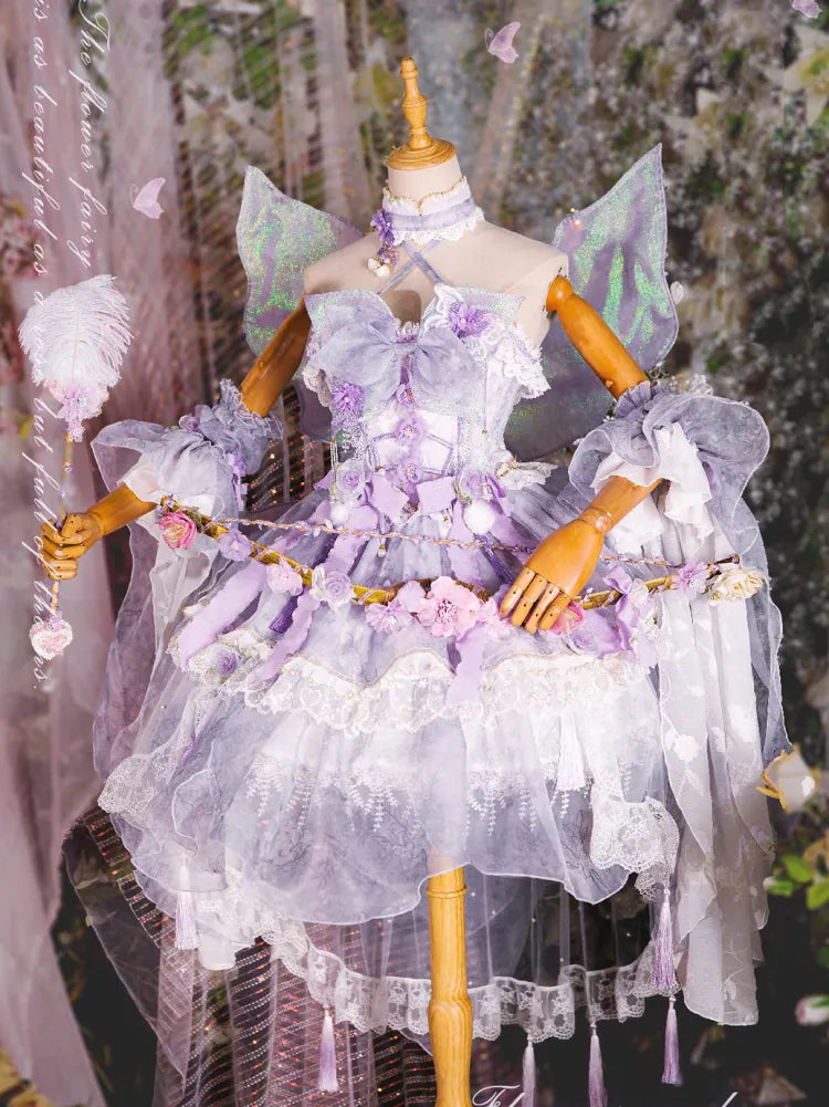Dress Fairy Set Design Purple Butterfly JSK Princess Lolita Floral Full