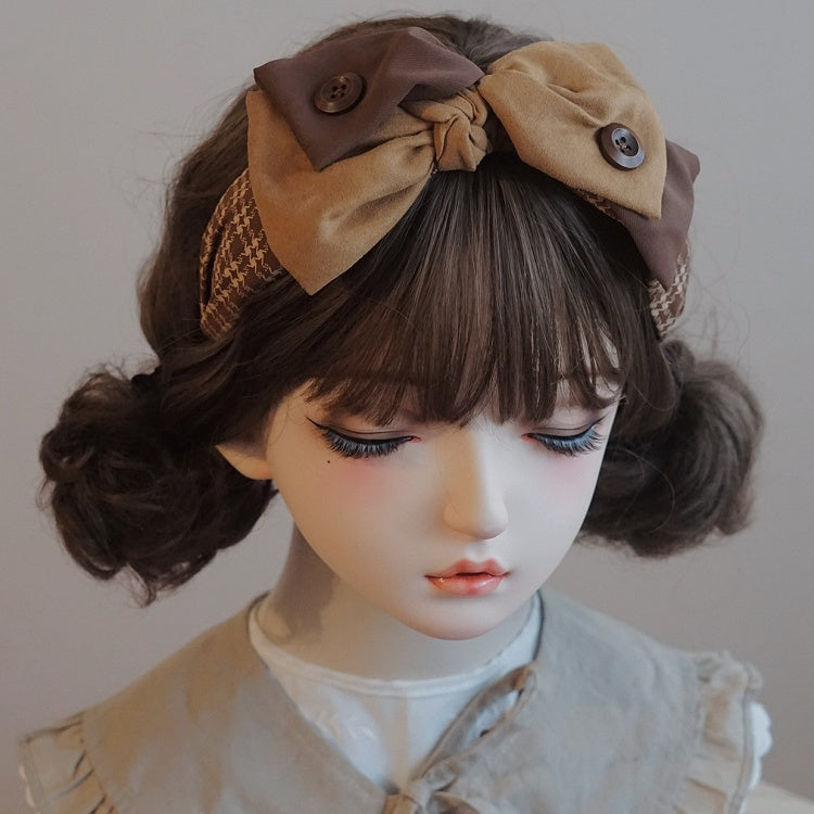 Brown KC Decorated Button Bow Yellow And Big