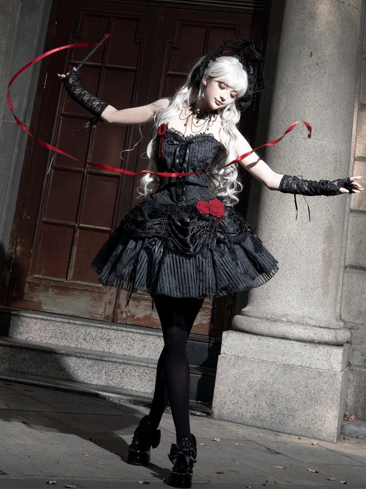 Lolita Black Drawstring Gothic Skirt
