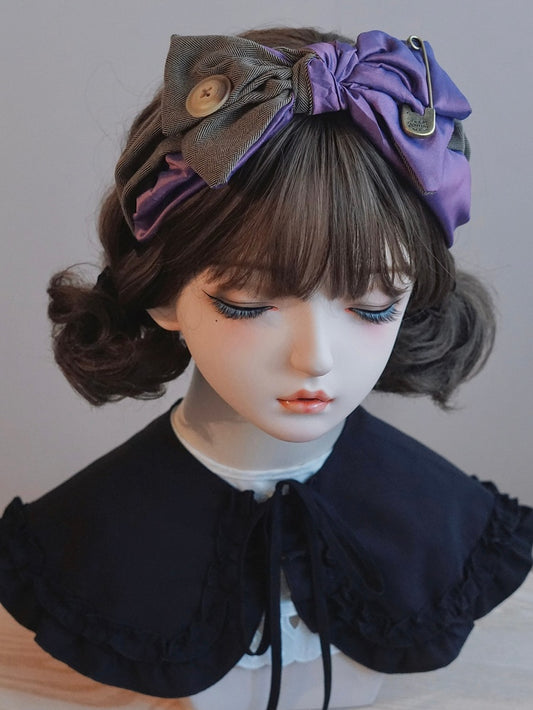 Decorated Button Big KC Pin And Bow Purple
