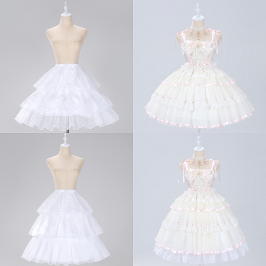 Lolita Length Fish-bone Petticoat White Adjustable