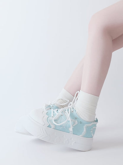 Blue Star Applique Platform Sneakers