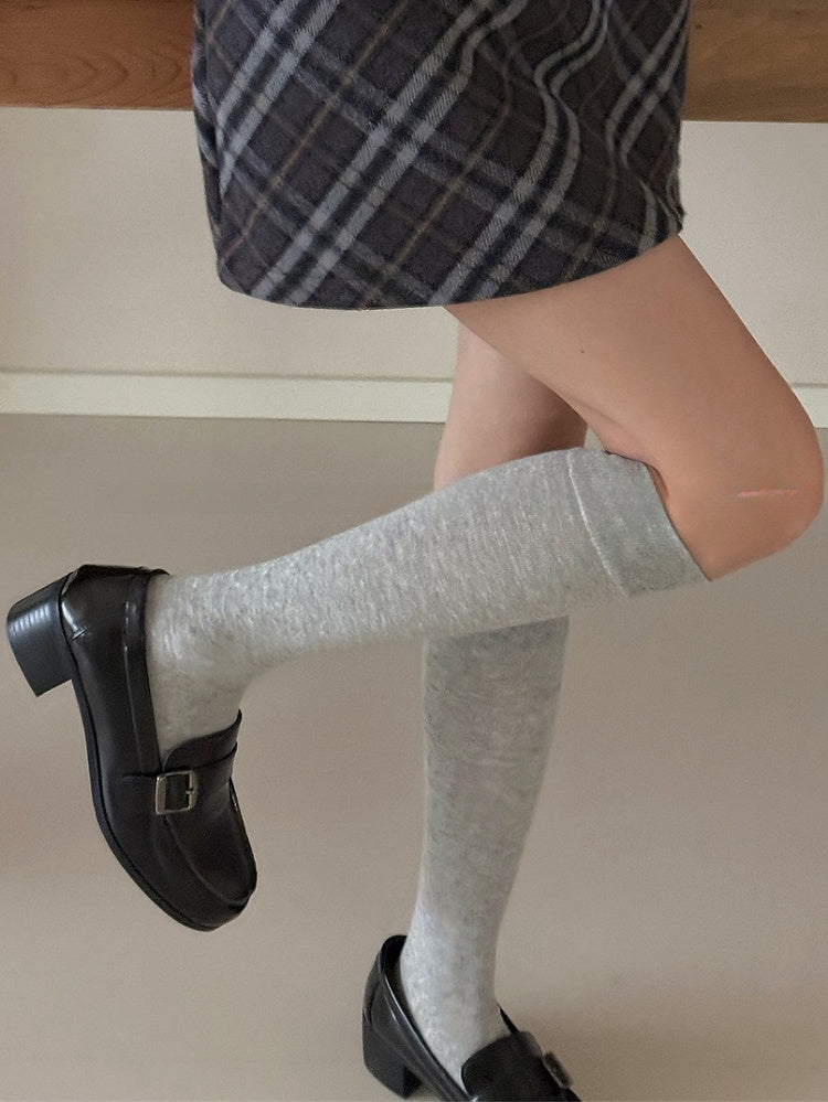 White/Light Grey/Dark Grey/Dark Red/Black Cotton Underknee Stockings