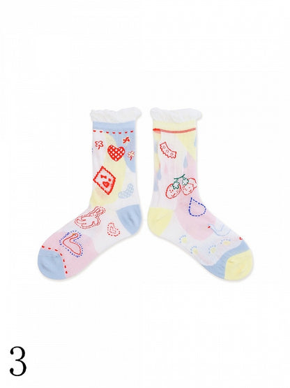 Cuff Options Colorful Lolita Sweet Socks Calf 4 Ruffled