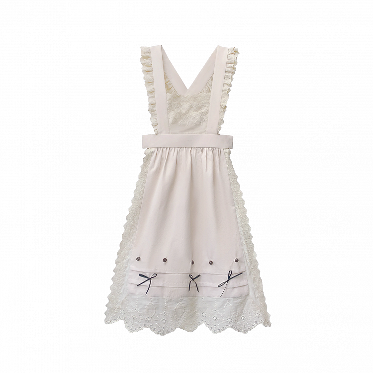 Lace Apron Decoration Bowknot Trim with Beige