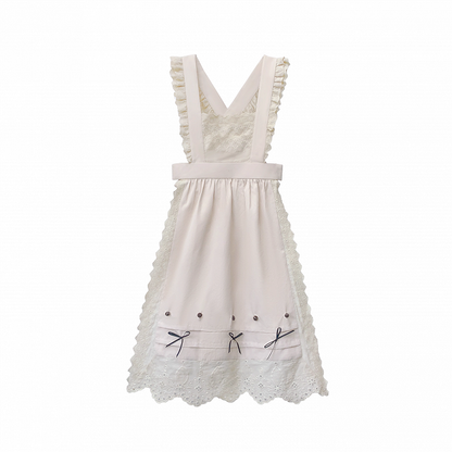 Lace Apron Decoration Bowknot Trim with Beige