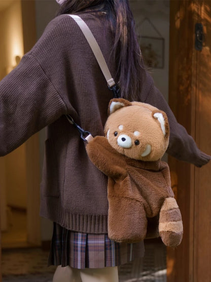 Cute Red Panda Brown Plush Backpack/Crossbody