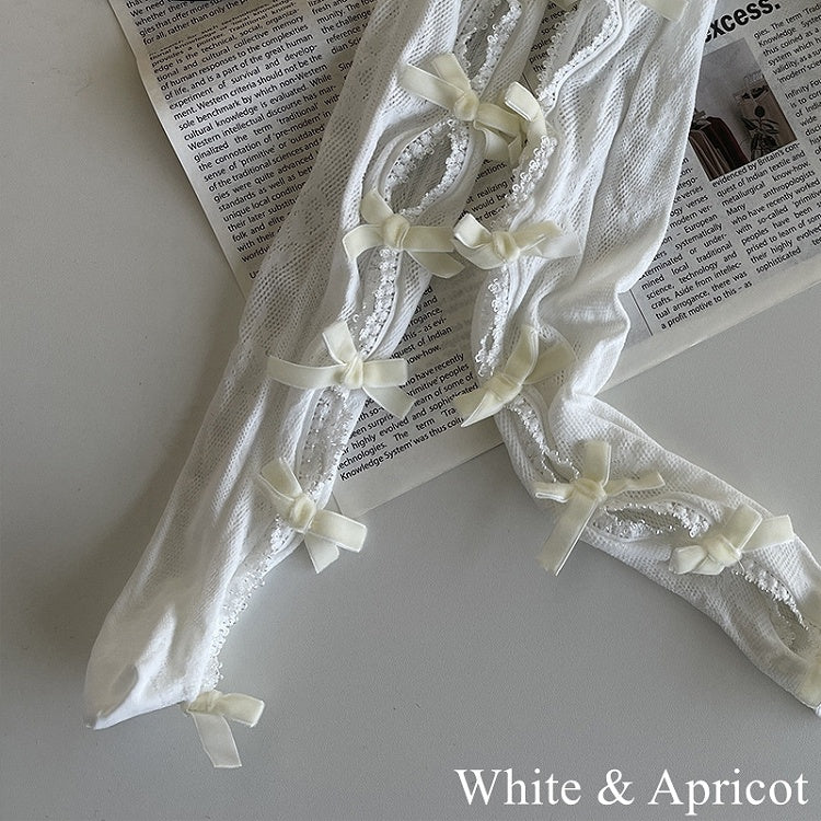 Floral Color Underknee with Options Design Bowknot Pattern 19 Cut-out Stockings