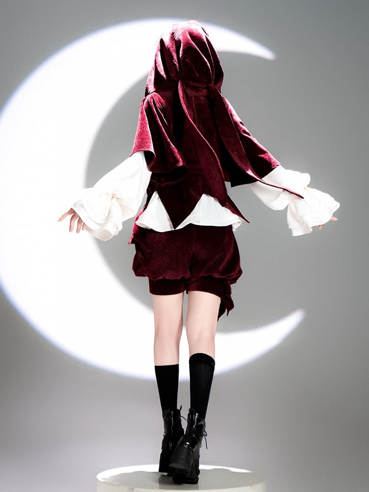 Knickerbockers Fashion Shorts Wine Velvet Red Ouji