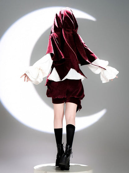 Knickerbockers Fashion Shorts Wine Velvet Red Ouji