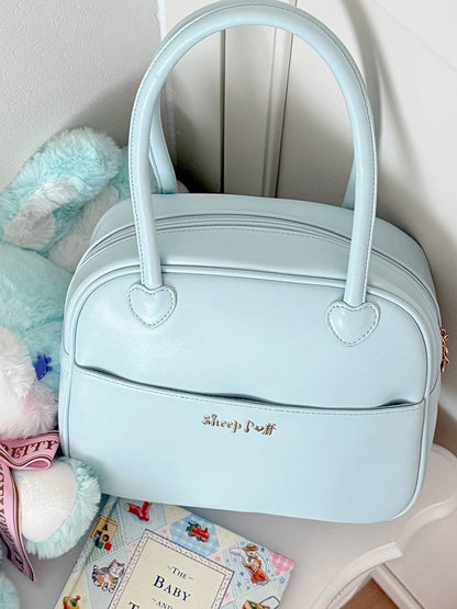 Heart Lolita Sweet Hand Plush Decorated Bowknot Blue Beaded Bag