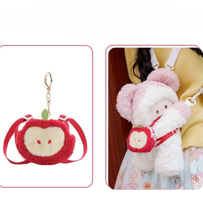 Plush Options Backpack WhitePink Mouse + Backpack/Crossbody Keychain 2 Bag Size Small/Middle Cute