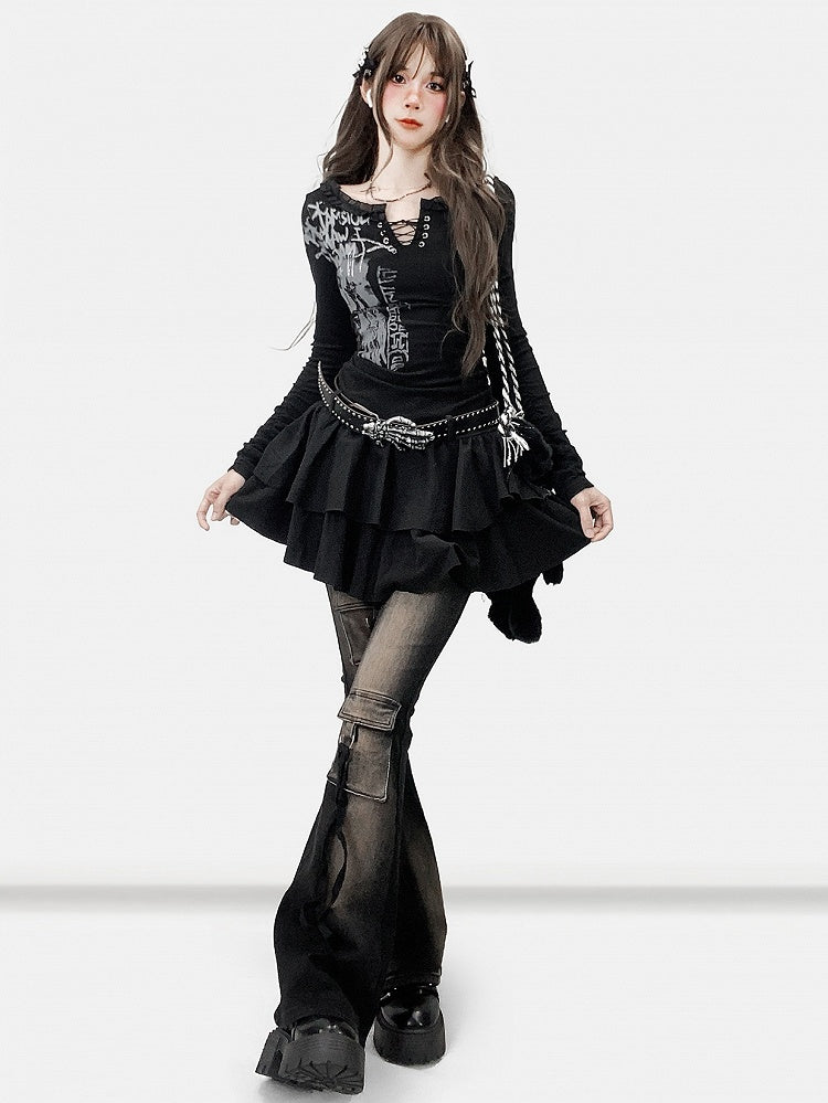 Dress Black Y2K Print Design