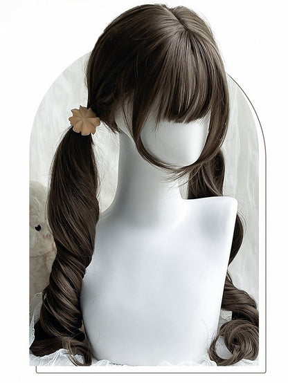 Brown Synthetic Wig Ponytail 75CM Double Bangs Air With