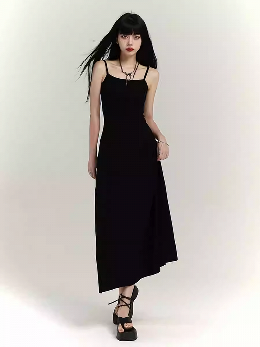 Robe camisole slim glamour grise/noire longueur cheville