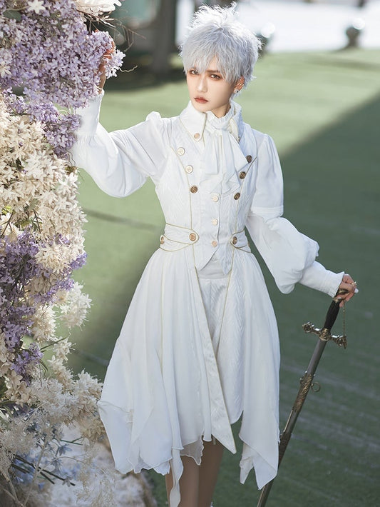 Lolita Side Ouji Veils Detachable White with Long Waistcoat