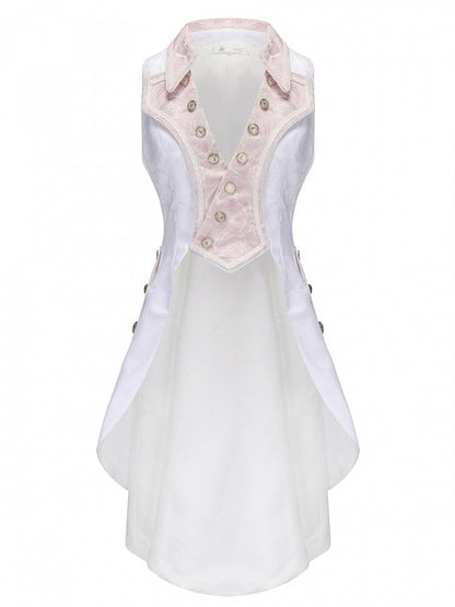 and Aristocrat Long Fashion Waistcoat White Pink Ouji Lolita