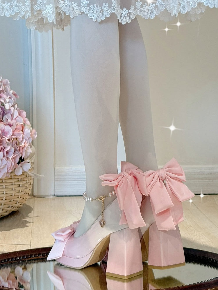 Schuhe Mary Sweet Bowknot Runde Rosa Details Toe Janes Plattform Lolita