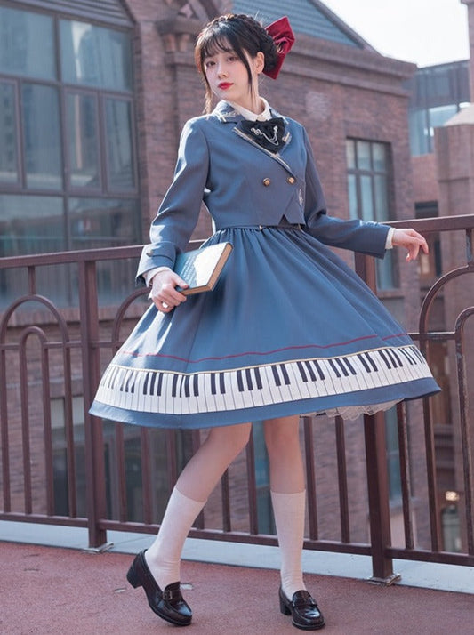 skirt + tie supp piano short Elegant ribbon design pendant + jacket