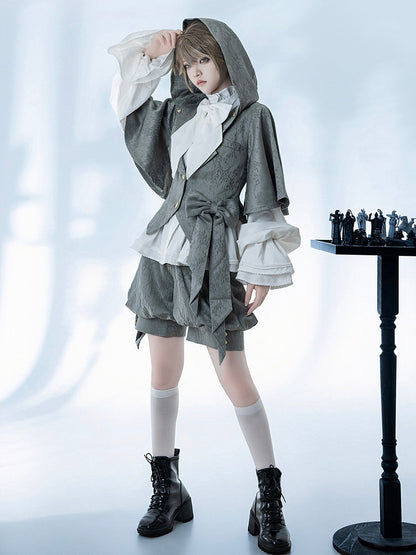 Ears Jacket Hood Gray Ouji Bunny Oversized Fashion with