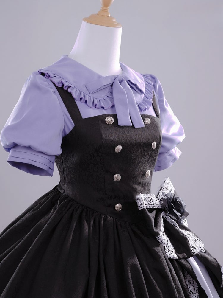 Love, Chunibyo & Other Delusions Takanashi Rikka Purple Shirt with Black Dress Lolita-Style Cosplay Costume Full Set