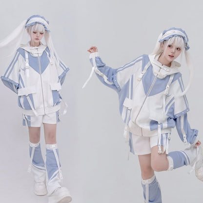 Blue and Set: Light Full Landmine Snap Jacket Tenshi White Kaiwai Techwear
