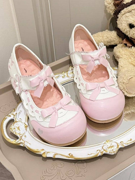 Scalloped PU Trim Pink with in Flats