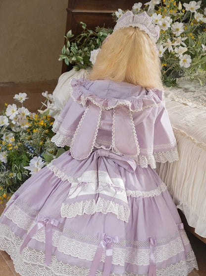 Bunny Purple Cape Hood White Ears Blue /