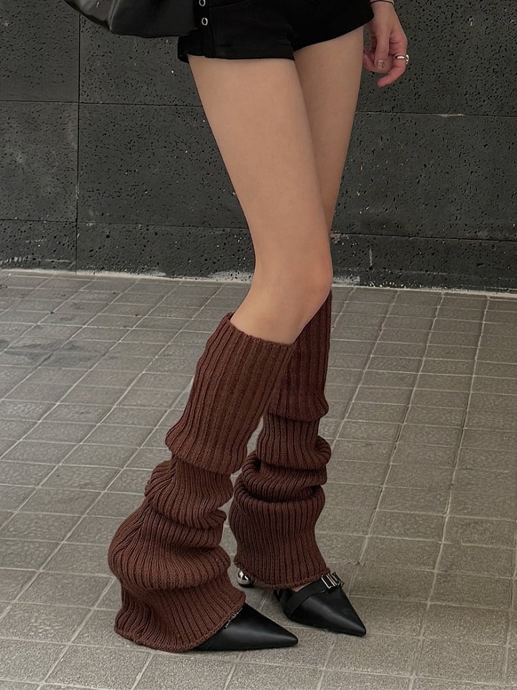 Off-white/Apricot/Red/Coffee/Dusty Purple/Black Knitted Leg Warmers