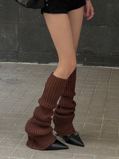 Off-white/Apricot/Red/Coffee/Dusty Purple/Black Knitted Leg Warmers