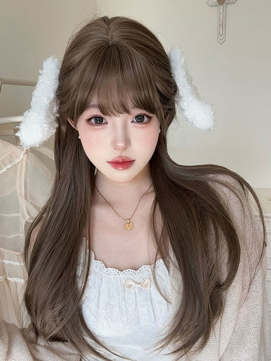 71 CM Straight Wig Brown Bangs Length With Air