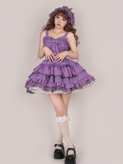 Purple Punk Goth Short Jumper Skirt Adjustable Criss-cross Straps Waist
