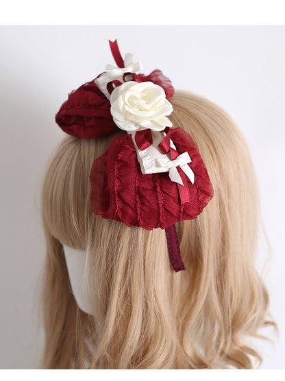 Red KC Decorated Bowknot Camellia