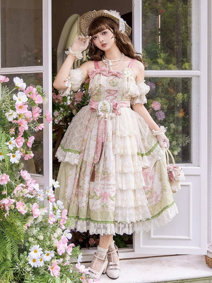 and the Valley Classic Lolita Available Floral Lily Print of Plus Skirt Jumper Sizes
