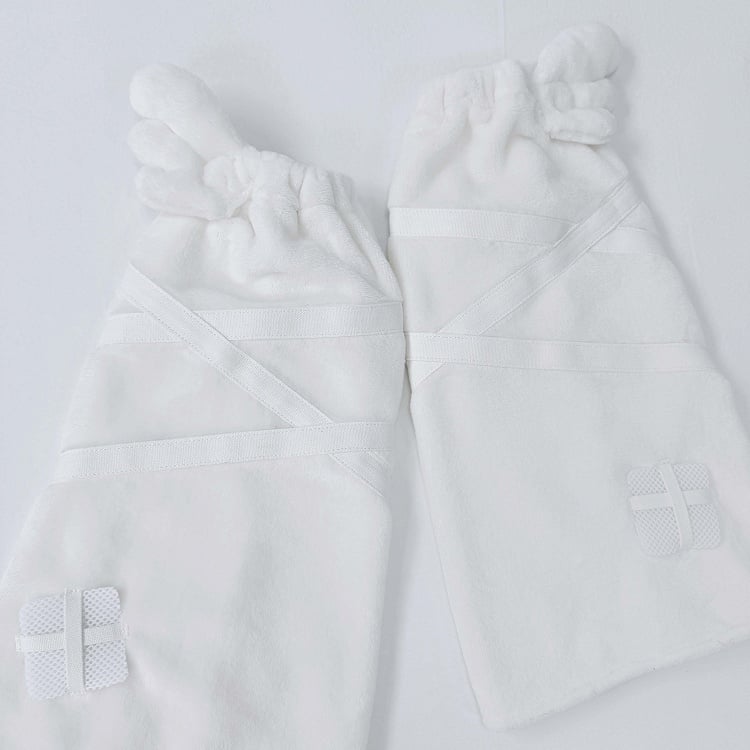 Kei Applique Angel Jirai Kawaii White Yami Flannel Leg Warmers Wings Design Cross