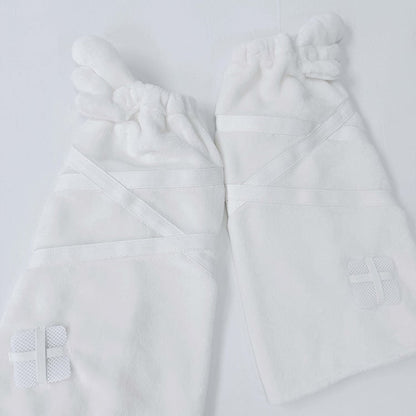 Kei Applique Angel Jirai Kawaii White Yami Flannel Leg Warmers Wings Design Cross