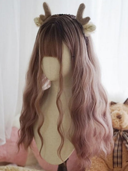 Purple Ombre Long Wavy Wig With Full Bangs
